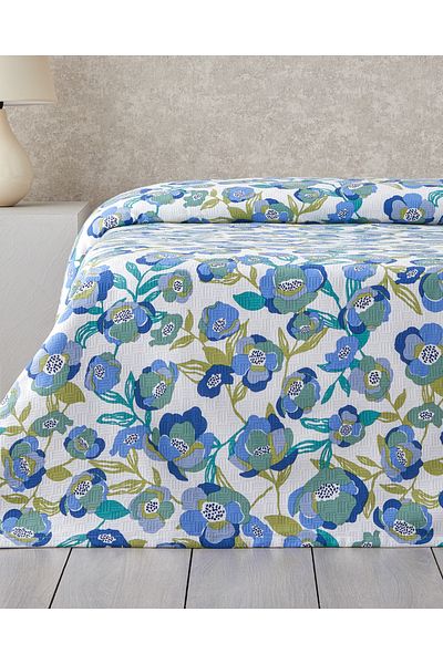 English Home Summer Blooms Printed Cotton Double Pique 200X220 cm Blue