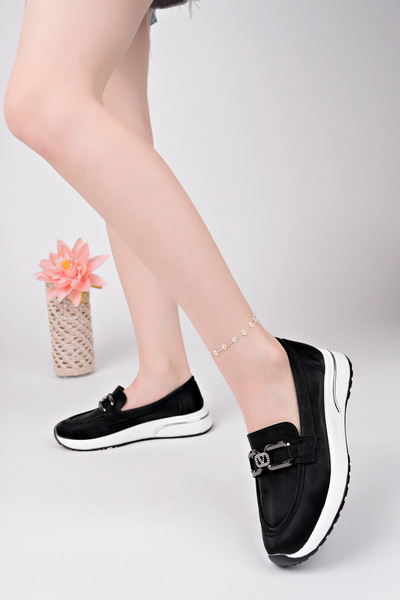 MODA MHS Pantofi de damă negri casual Pantofi cu talpă groasă Pantofi ortoped...