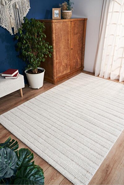 Apex Ekru Modern Bukle Halı