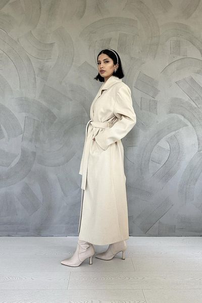 MRA Fashion Beige Belted Midi Coat