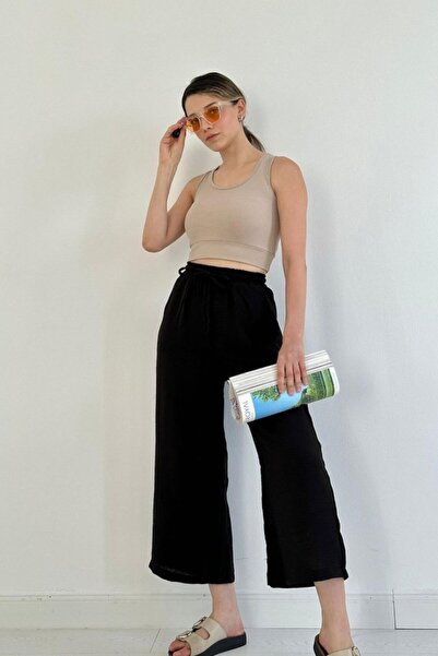 buğrahayalin    Black Linen Trousers