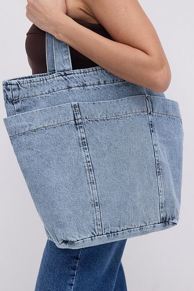Addax Geantă tote din denim cu buzunar - Ç110-g8