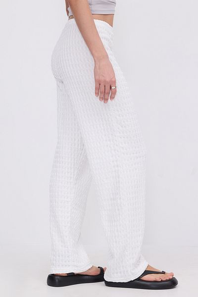 Addax Elastic Waist Textured Wide Leg Trousers Pn326-T2