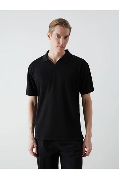 LC Waikiki Lcw Eco Black Polo Neck Short Sleeve Men's T-Shirt
