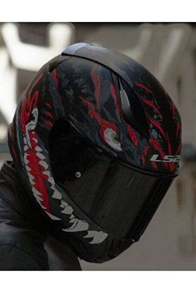 LS2 Rapıd 2 Kaıju Fullface Motosiklet Kaskı Siyah Camlı ve Şefaf Camlı