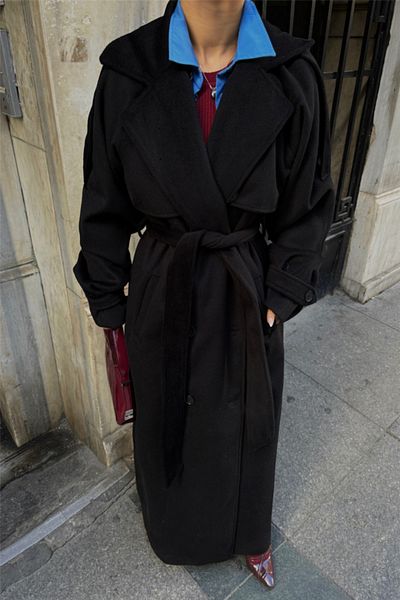 modaserdem    Kaşe Thick Coat Long - Black