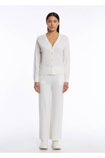 Knitss Cashmere Blended Ecru Knitwear Cardigan