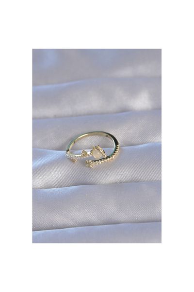 Skygo Brass Gold Zircon Cubic Zirconia Pearl Adjustable Ring - TJ-BYK3223