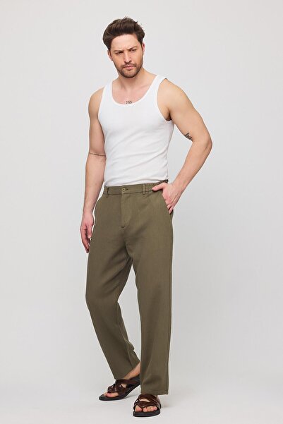 NGR Mizar Relaxed Fit Pamuklu Pantolon Haki Yeşil