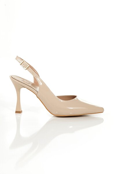 Modabuymus Konnyy Ten Patent Leather Stiletto Open Back Asymmetrical Heeled Shoes