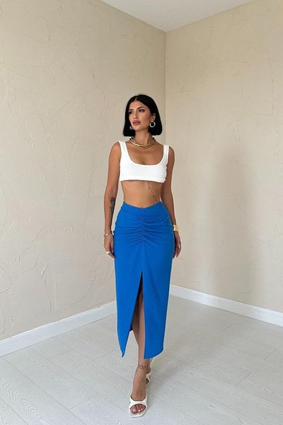 modaserdem Blue Slit Skirt