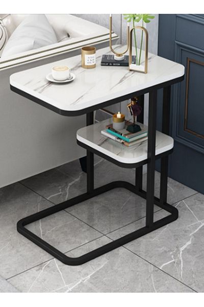 sharpdo 2 Tier Square End Table Sofa Side Table Living Room Small Coffee Table