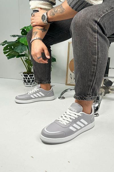 Nstil Pantofort unisex gri gheață - detaliu cu dungi cu șireturi, talpă confortabilă crestă 3438