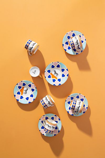 EMAYlab Jaolu Porcelain Turkish Coffee Cup Set (6 People)
