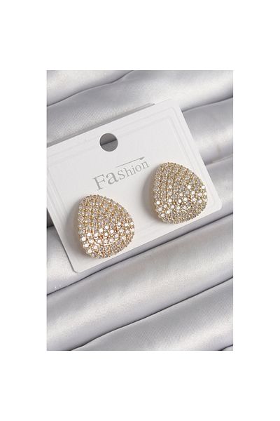 Skygo Brass Gold Color Zircon Stone Plate Model Women's Earrings - Tj-Bkp9979