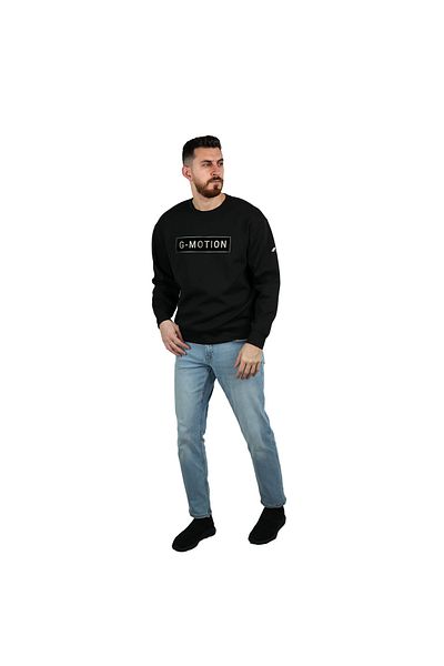 Giordano Men's Cotton Blend G-Motion Print Crew Neck Sweatshirt