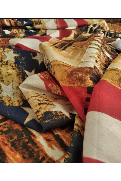 Kumaş Parça شيفون كريب منقوش العلم الأمريكي (العرض 140 سم × الطول 220 سم)