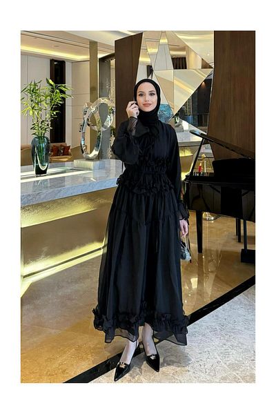 FUSHYA Rochie de seara din sifon cu volane