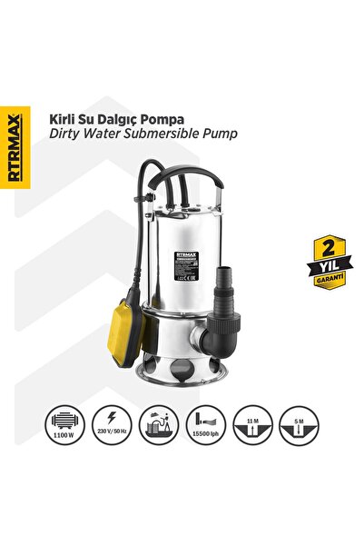 Rtrmax Rtm840 1100 Watt 11 Mt Kirli Su Paslanmaz Dalgıç Pompa
