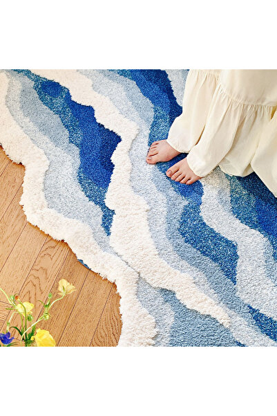 sharpdo Bedroom Bedside Blanket Surf Decorative Flocking Floor Mat 80x155CM