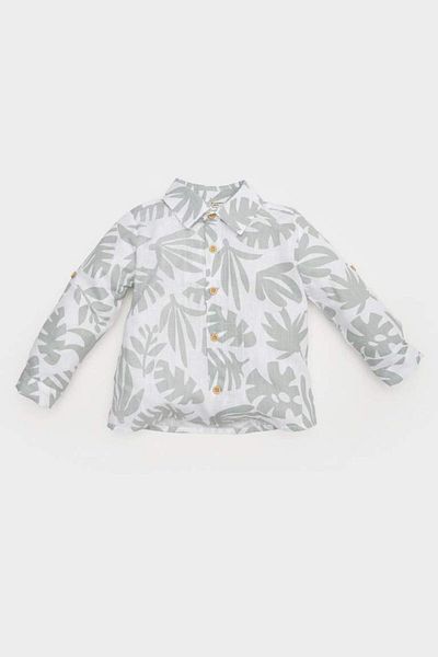 DeFacto New Season Baby Boy Tropical Patterned Flared Poplin Long Sleeve Shirt