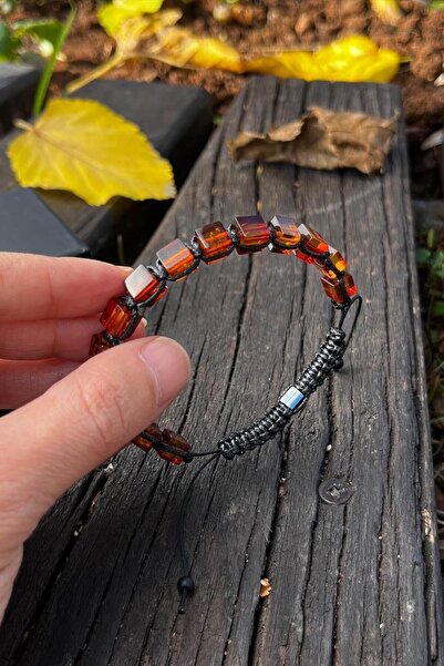 dergah tesbih Has Kaya Damla Kehribar Makroma Örme Bileklik