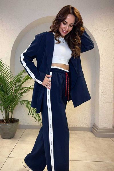Clothing palette Strip Text Printed Waist Elastic Pants