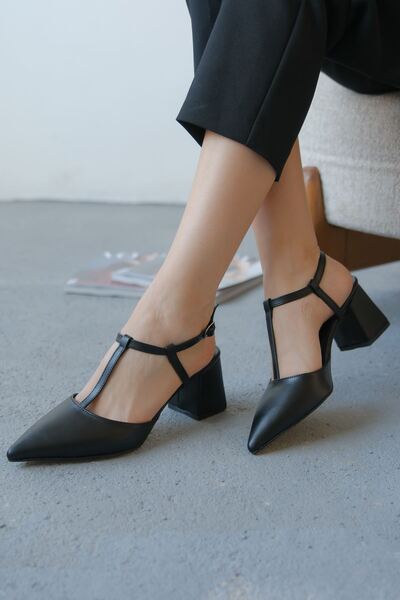 MODAADAM Kadın Center Kalın Topuklu Ayakkabı - Siyah