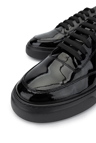 Tamer Tanca Ανδρικά αθλητικά παπούτσια & αθλητικά παπούτσια από γνήσιο δέρμα, μαύρα λουστρίνι