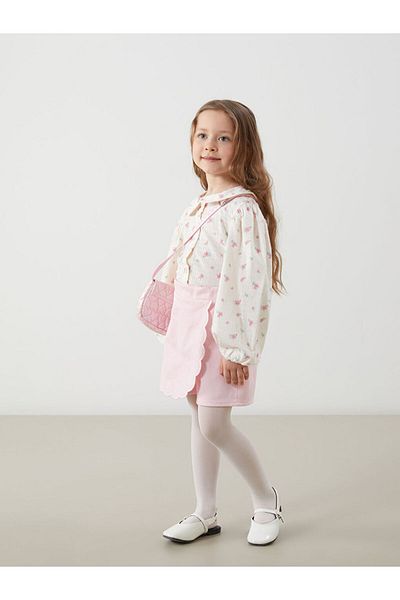 LC Waikiki Beige Elastic Waist Embroidered Girl's Short Skirt