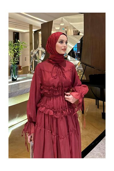 FUSHYA Rochie de seara din sifon cu volane
