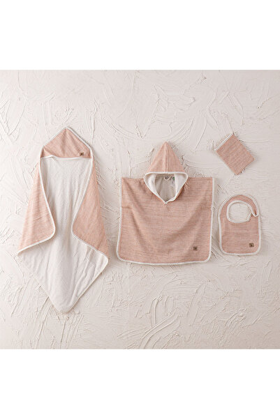 Ecocotton Hasna 4-Piece Baby Poncho Set 100% Organic Cotton Linen Melange Terra 2-5 Years
