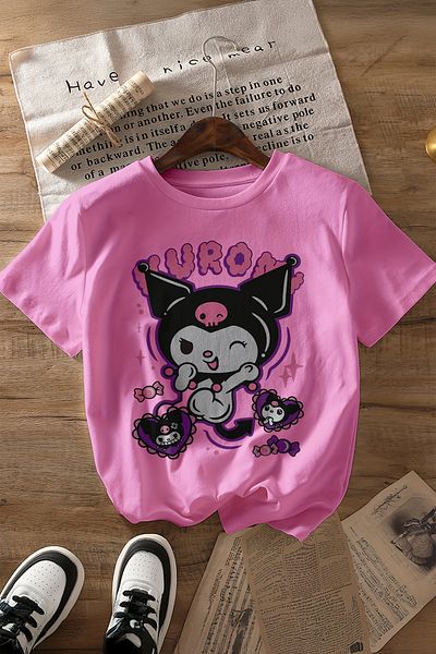 MYADA Модерна тениска за момиче с щампа Kuromi
