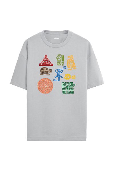 Colermi Maya Symbol Design Crew Neck Oversize T-Shirt
