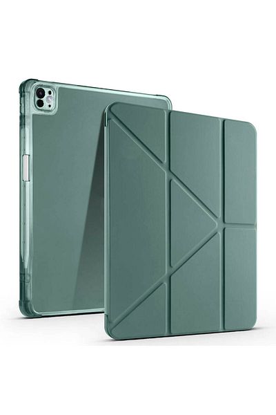 zore iPad Air 13 2025 M3 Case Zore Tri Folding Stand Case with Pen Compartment - Gold