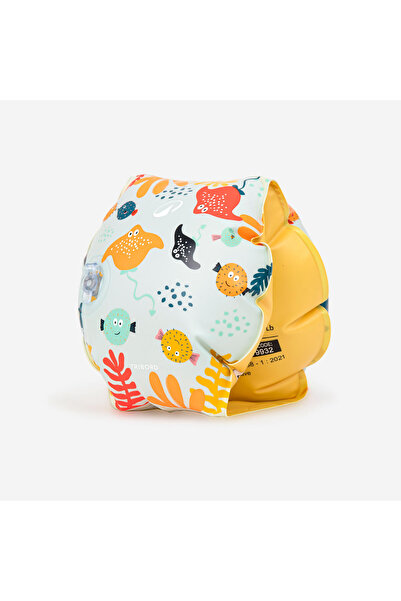 Decathlon كم ذراع للسباحة للأطفال من Nabaiji - 11/30 كجم - أزرق فاتح - نمط سمكة