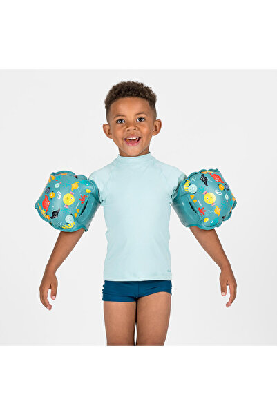 Decathlon حزام ذراع للأطفال من Nabaiji - 15/30 كجم - أزرق - نمط سمكة - Tiswim