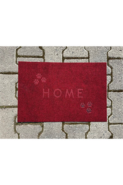 GizHome Dekoratif Kaydırmaz Coco Kıl Nord Kapı Paspası Bordo Home 37X55 cm