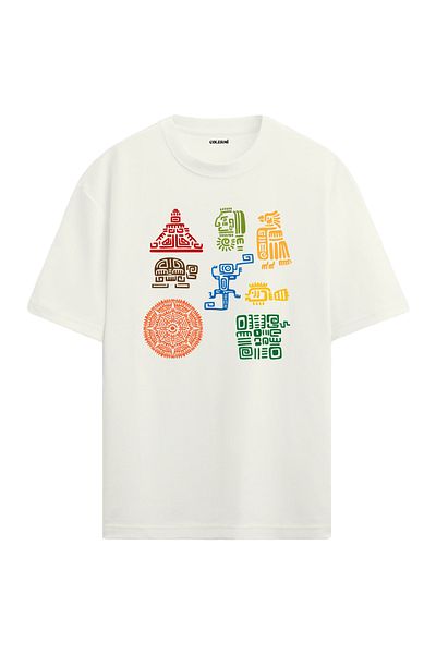 Colermi Maya Symbol Design Crew Neck Oversize T-Shirt