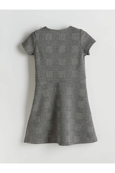 LC Waikiki Lcw Kids Black Crew Neck Plaid Girls' Dress