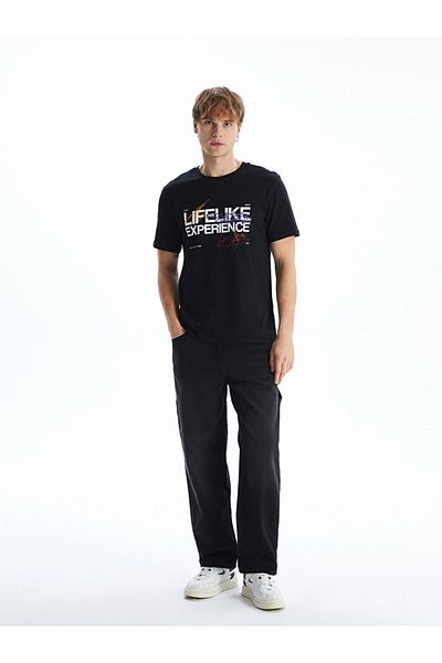 LC Waikiki Tricou pentru bărbați din bumbac pieptănat cu mânecă scurtă cu decolteu și imprimeu de sezon nou - S5HT65Z8