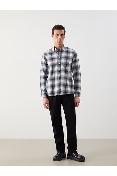 LC Waikiki Regular Fit Long Sleeve Plaid Gabardine Men's Shirt