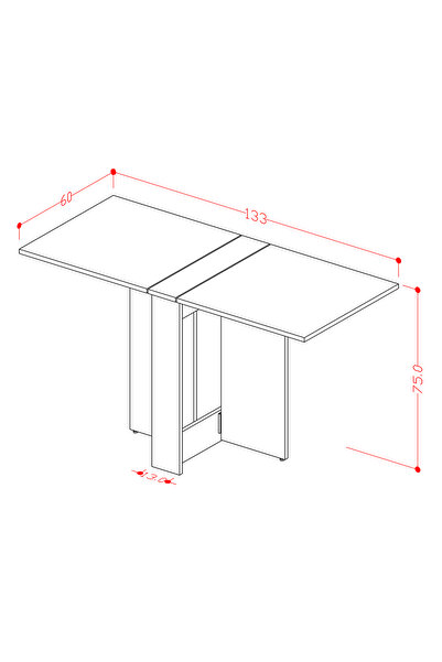 asratrend %100 MDFLAM Katlanır Mutfak Yemek Çalışma Masası KM-32