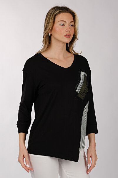 DAIDO Γυναικείο μπλουζάκι Oversize V Neck 3/4 μανίκι - Μινιμαλιστικό σχέδιο