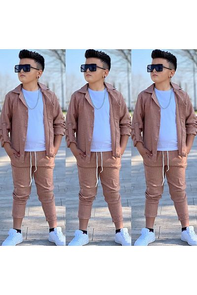 PAPİY KİDS Three Boy's Scarf with Linen Shirt