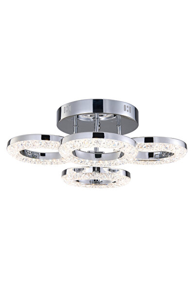 Apliqa Oylum 4'lü Krom 24 Watt Kristalli Koridor Salon Led Plafonyer Avize