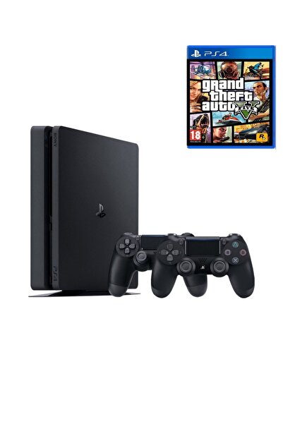 Sony Ps4 1 Tb Slim Kasa+ GTA 5 + 2 Adet V2 Kol Teşhir Ürün 12 Ay Garanti