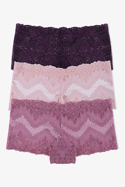 koza iç giyim Women's 3-Piece Fancy Lace Shorts Boxer Briefs (Different Lace Options)