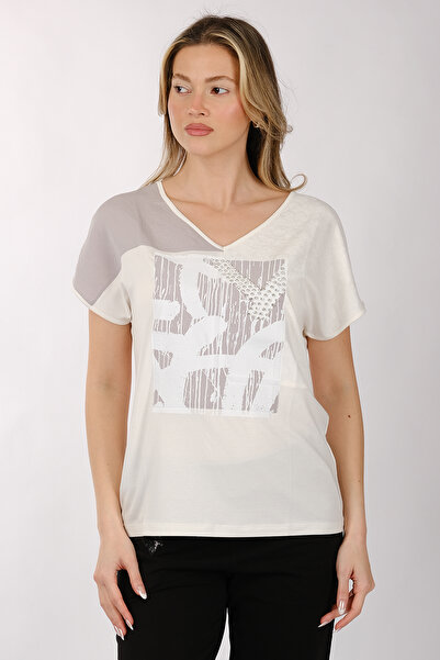 DAIDO Top cu decolteu în V pentru femei, cu mânecă scurtă, minimalist tricou ...
