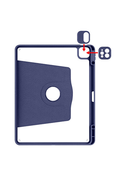 zore حافظة Zore Thermal Case لجهاز iPad Air 13 2025 M3 مع حامل قابل للدوران مع حجرة قلم - رمادي لافندر